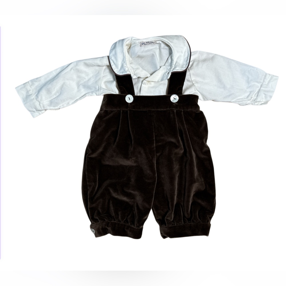 Arc en Ciel Baby Brown Velvet Romper and Tee Set 3M Classic Formal Outfit
